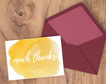 Yellow Watercolor Thank You Card