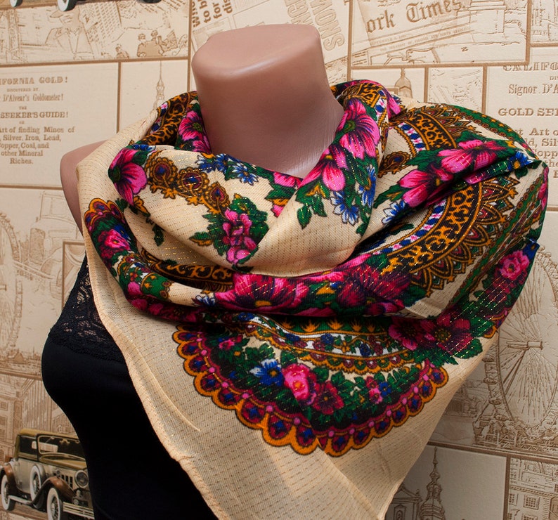 Floral Wool Scarf Ukrainian Scarf NEW Shawl Original Scarf Etsy
