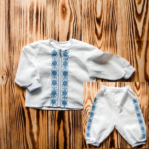 Costume baptism boy: shirt, pants. Ukrainian Baby Boy Christening Set. Children&#39;s folk costume. Newborn set. Embroidered Ukrainian Outfit