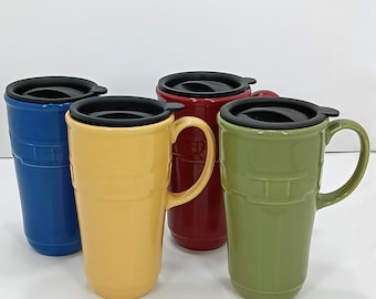 Mug: Travel Cup with Lid–©Longaberger Pottery® Woven Traditions–Choose Color