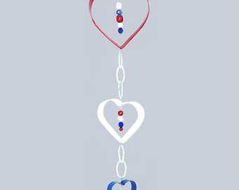 MOBILE: Patriotic Hearts Spinner–Large Red White Blue–250 Years–Indoor/Outdoor