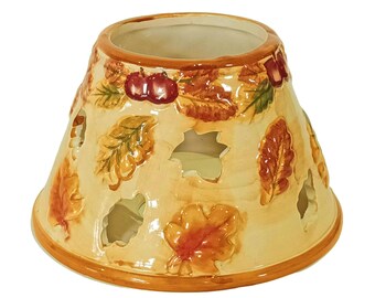 Candle Shade: Autumn Leaves Stoneware–Vintage Jar Candle Cover
