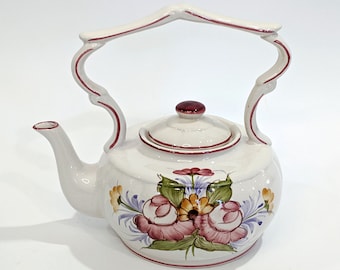 Teapot: Ivory Floral Porcelain–5-Cup–"Andrea" Sadek Portugal–Vintage