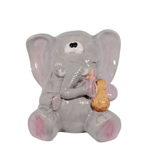 BANK Elephant Bank Ceramic Coin Money Savings Bank Vintage Novelty Elephant Collectible Piggy Bank