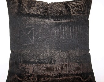Pillows: Black Bronze Gold–Sofa Couch Bed Throw Cushion–Square 15" x 15"