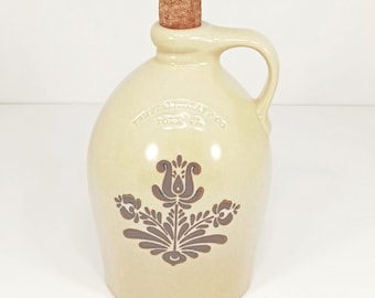 Large Jug: Pfaltzgraff "Village"–Handle Cork Plug–Vintage Stoneware Brown Cream