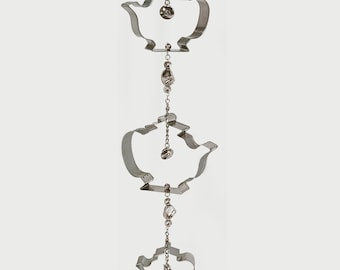 Mobile: Silver Teapots Spinner–Jewelry Beads–Teacup Charms–16 Inch Length
