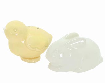 Salt Pepper Shakers: Hallmark© White Bunny Yellow Chick–Small Vintage Set