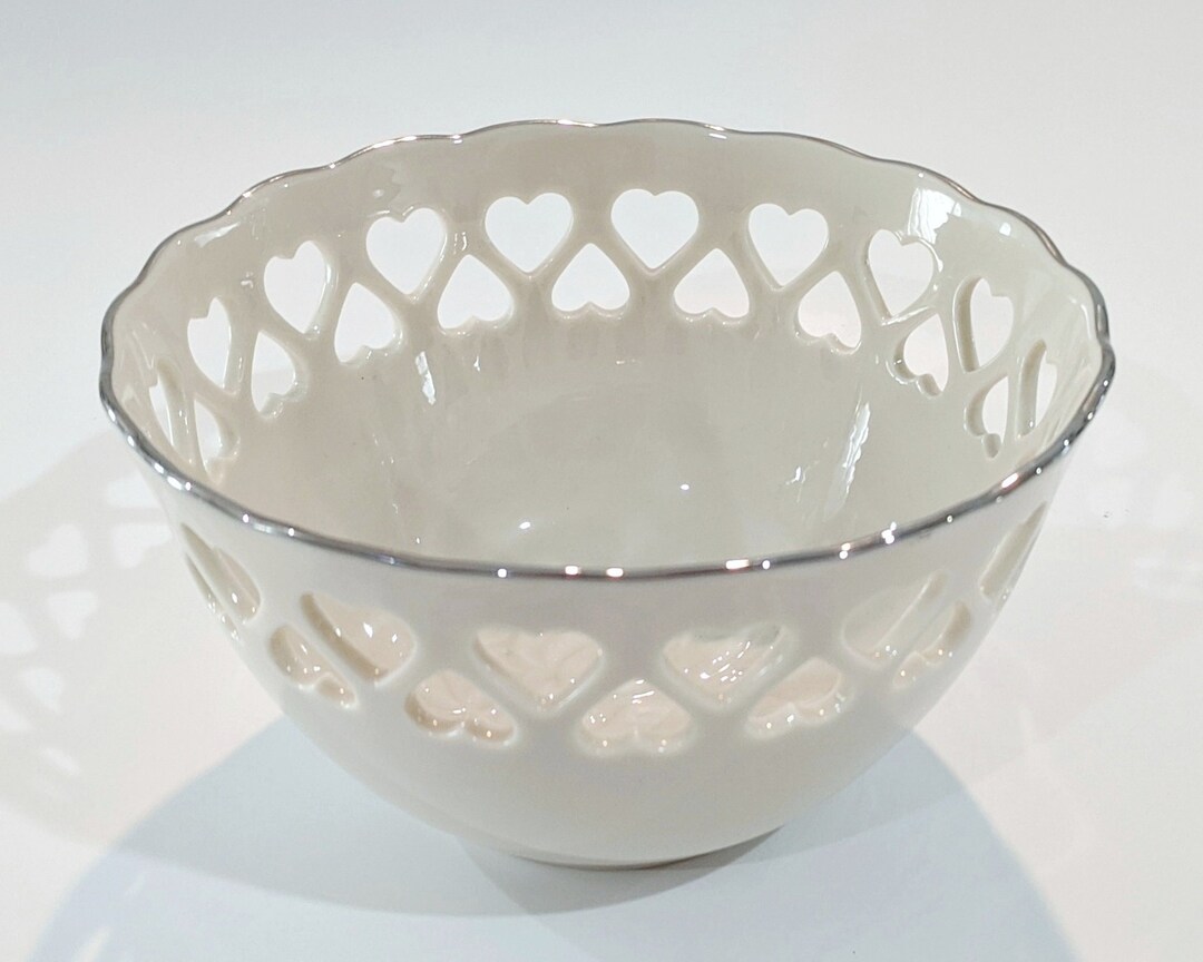 LENOX® Heart Ivory Bowl Pierced Hearts White Gold Trim Etsy