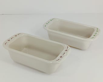 Loaf Pan: ©Longaberger Pottery®–"Woven Traditions"–Vintage Baking Dish–Choose Heritage Red or Green