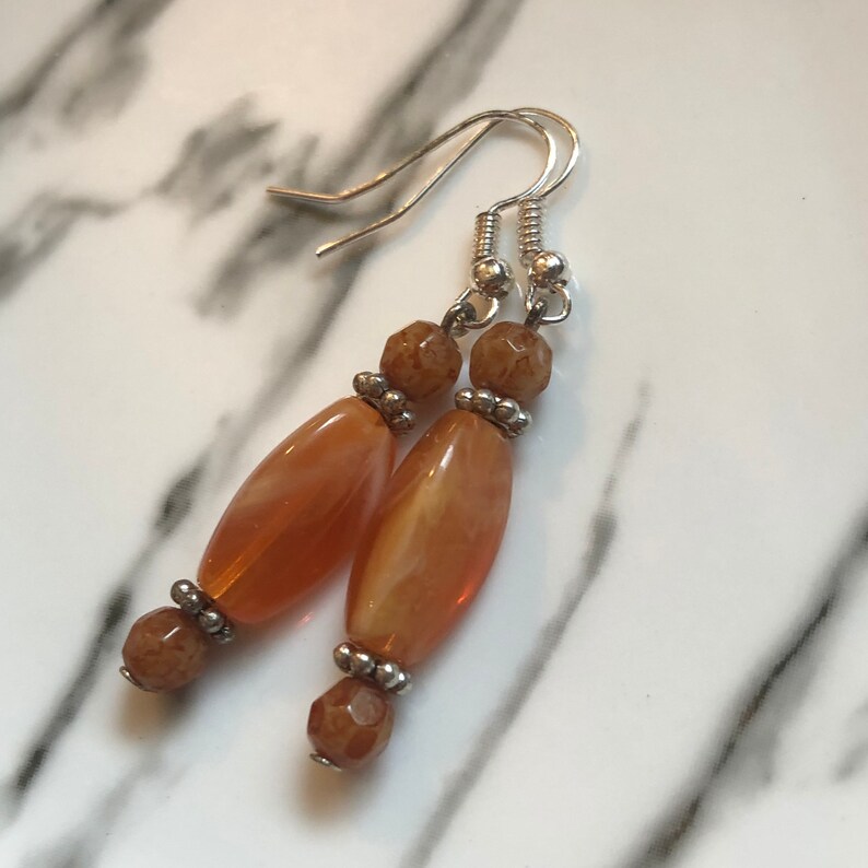 Fun Orange Dangle Beaded Earrings