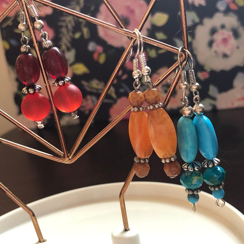 Fun Orange Dangle Beaded Earrings