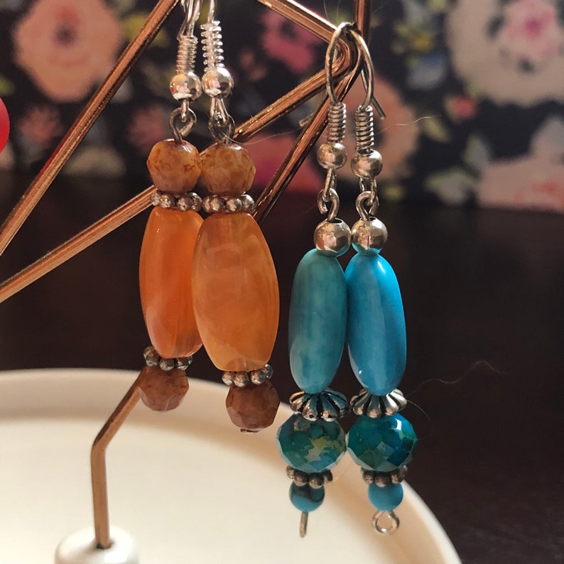 Fun Orange Dangle Beaded Earrings