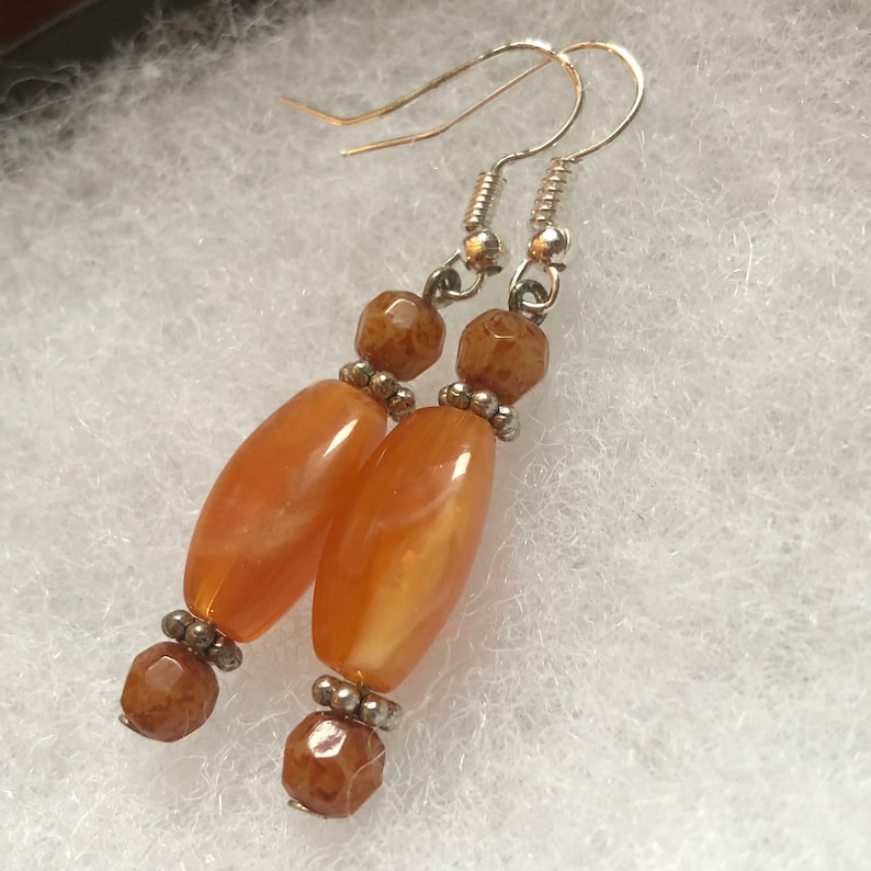 Fun Orange Dangle Beaded Earrings