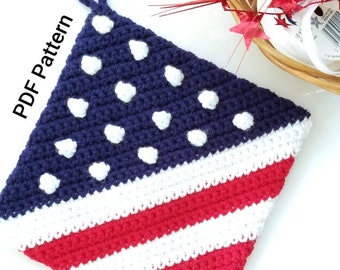 Crochet Pattern - &quot;Patriot Pot Holder&quot; - Instant PDF Download!