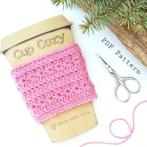 Crochet Pattern Posie Cozie Cup Cozy Instant PDF Download image 1