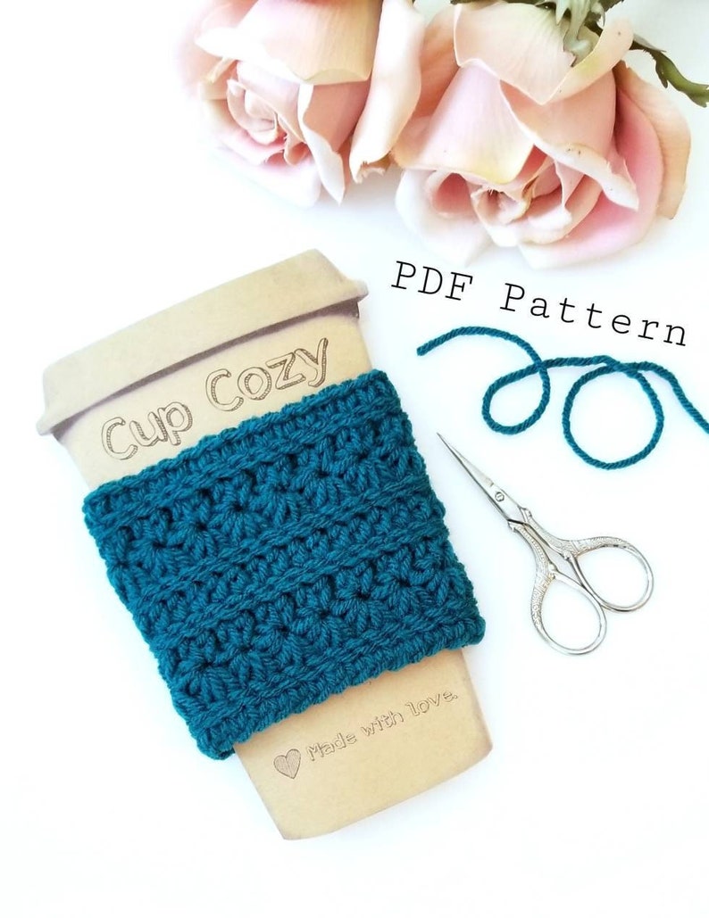 Crochet Pattern Posie Cozie Cup Cozy Instant PDF Download image 2