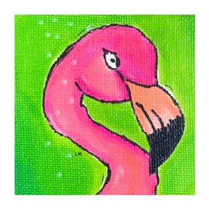 Unframed Flamingo Art Print for 6x6 Frame: Tropical Bird Picture for Home or Office