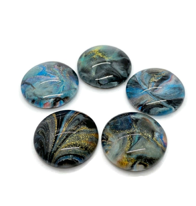 Bead Embroidery Handmade Cabs 5 Pcs Glass Silversmith Painted Cabochons Round Wire Wrapping 18mm