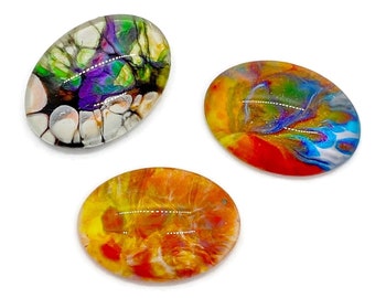 Bead Embroidery Handmade Cabs 5 Pcs Glass Silversmith Painted Cabochons Round Wire Wrapping 18mm