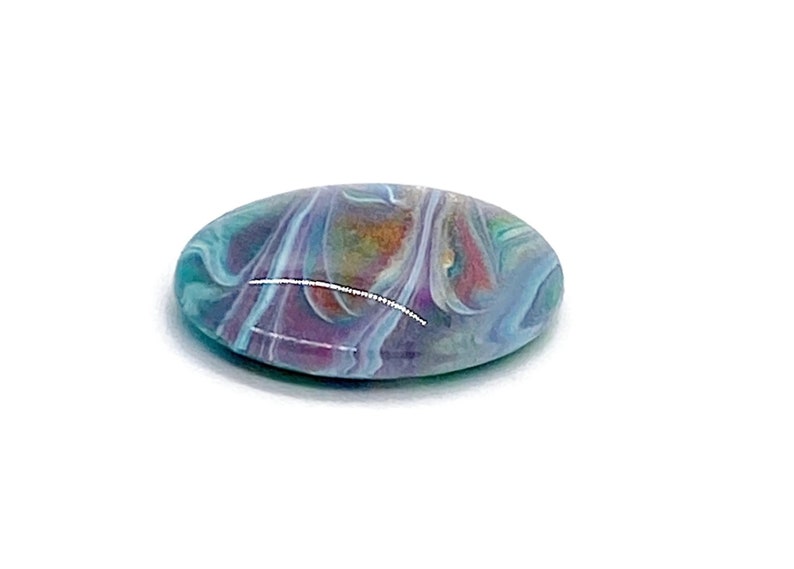 Handmade Oval 18x25mm Glass Wire Wrapping Painted Cabochon Iridescent Resin Sealed Bead Embroidery