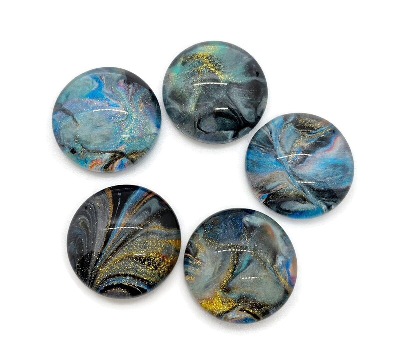 Bead Embroidery Handmade Cabs 5 Pcs Glass Silversmith Painted Cabochons Round Wire Wrapping 18mm