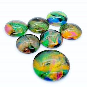 Bead Embroidery Handmade Cabs 5 Pcs Glass Silversmith Painted Cabochons Round Wire Wrapping 18mm