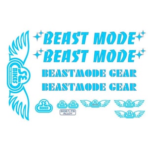 SE Racing Beast Mode Aufkleber mit Beastmode Ausrüstungsgabel, BMX mit Farbe nach Wahl