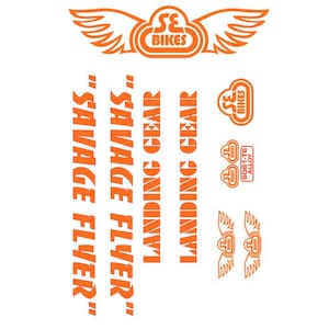 Kit de décalcomanies SE Racing Savages Flyer avec fourche de train d'atterrissage, BMX, couleur au choix, Old School Freestyle