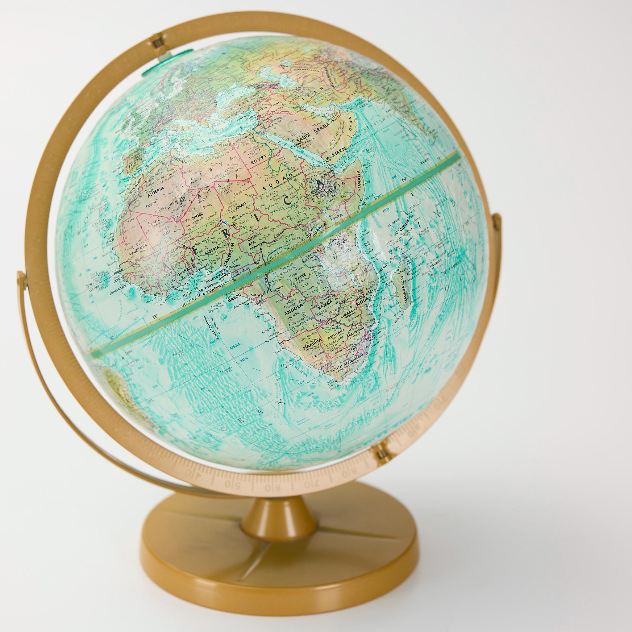 Vintage Replogle World Ocean Series Globe - 12 Inch Teal Desktop Map ...
