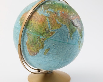 Vintage Replogle Land and Sea Globe – Raised Relief Physical Geography Desktop Decor