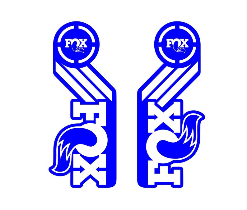 May include: Two blue and white Fox Racing decals with a stylized fox logo and the word "FOX" in white.