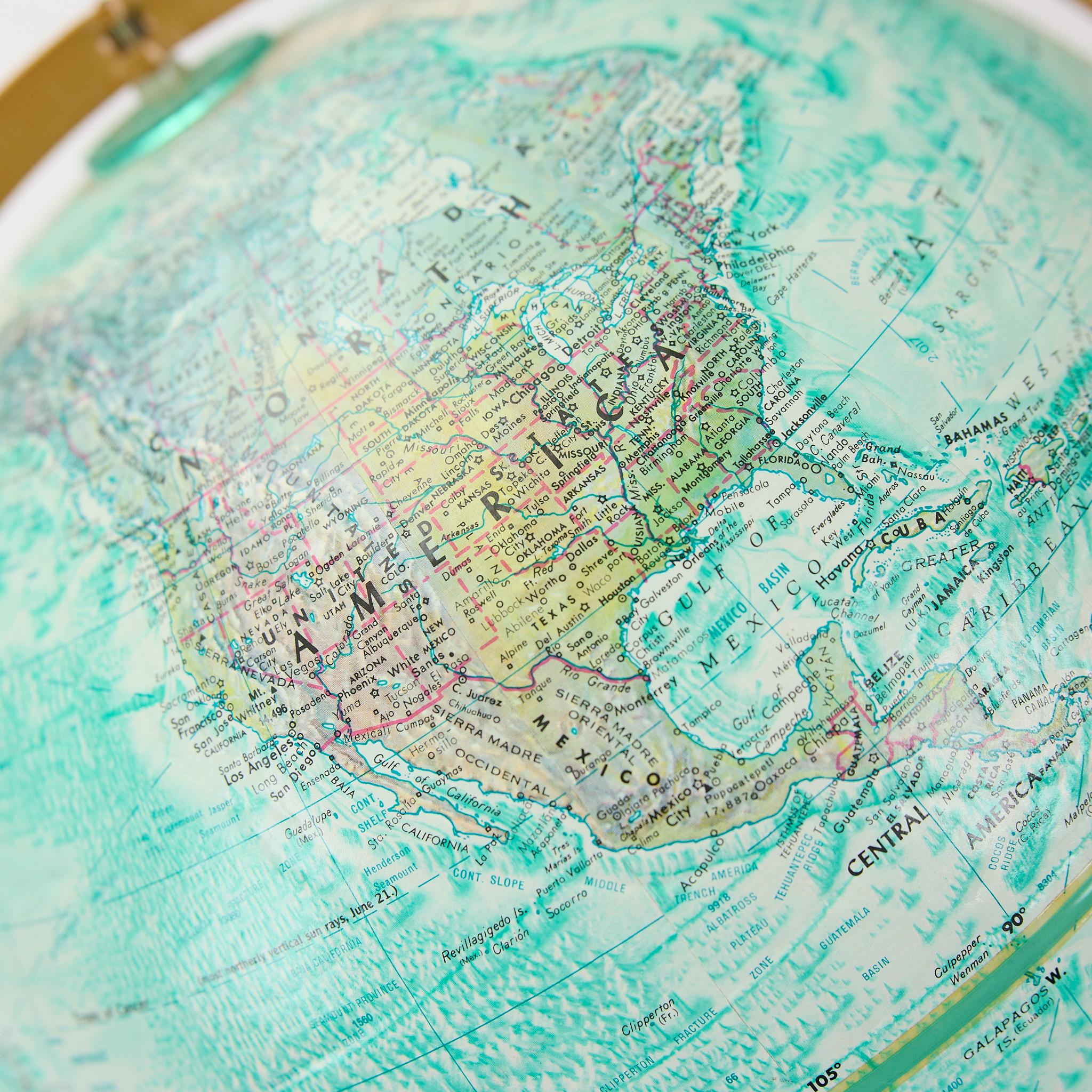 Vintage Replogle World Ocean Series Globe - 12 Inch Teal Desktop Map ...