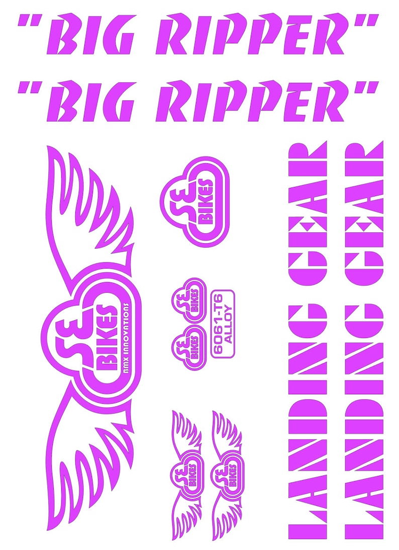SE Racing Big Ripper Decal Kit, Landing Gear Fork, BMX Restoration ...