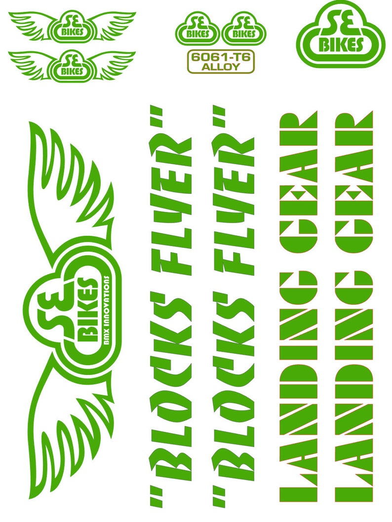 SE Racing Blocks Flyer Decal Kit With Landing Gear Fork BMX Etsy