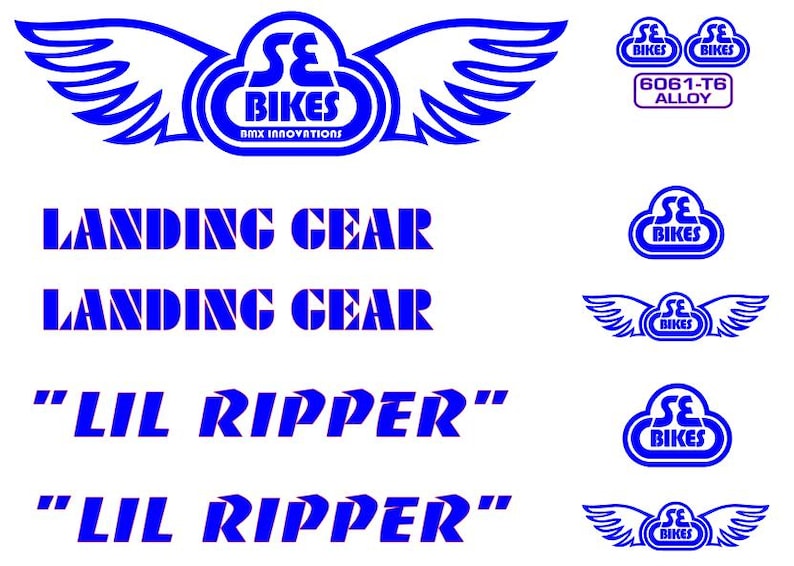 Se Ripper Navy Sticker SE Racing Lil Ripper BMX Decals, Landing Gear Fork Stickers - Chrome ...