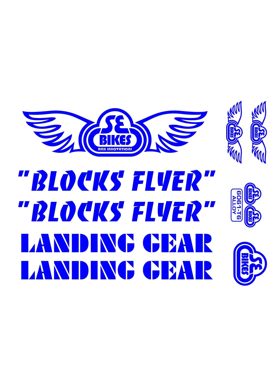 SE Racing Blocks Flyer Decal Kit With Landing Gear Fork BMX 