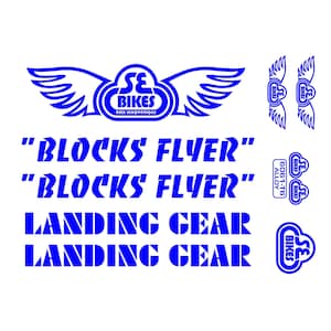 Kit de decalque SE Racing Blocks Flyer com garfo Landing Gear, BMX você escolhe a cor