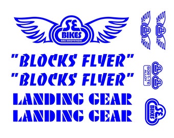 SE Racing Blocks Flyer decal kit with Landing Gear fork, BMX you pick color