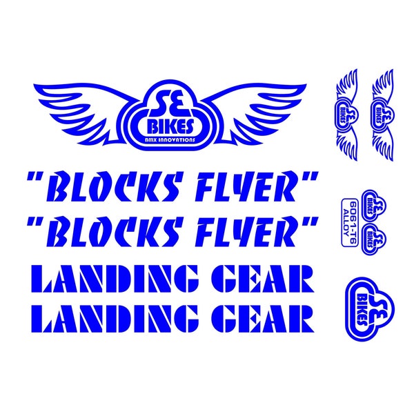 SE Racing Blocks Flyer decal kit with Landing Gear fork, BMX you pick color
