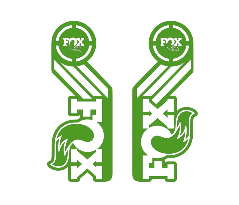 May include: Green and white graphic decal with the word "FOX" and a stylized fox tail design.