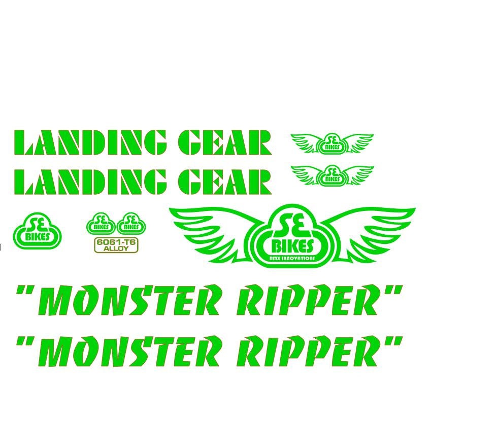 SE Racing Monster Ripper Decal Kit With Landing Gear Fork, BMX, You ...
