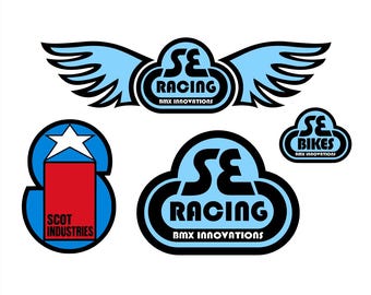 Se Racing and Se Bikes-Compatible with- Bmx Sticker Sheet   – Vintage Logo Style –4"x6" Restoration Sticker Pack for Pk Ripper, big Flyer