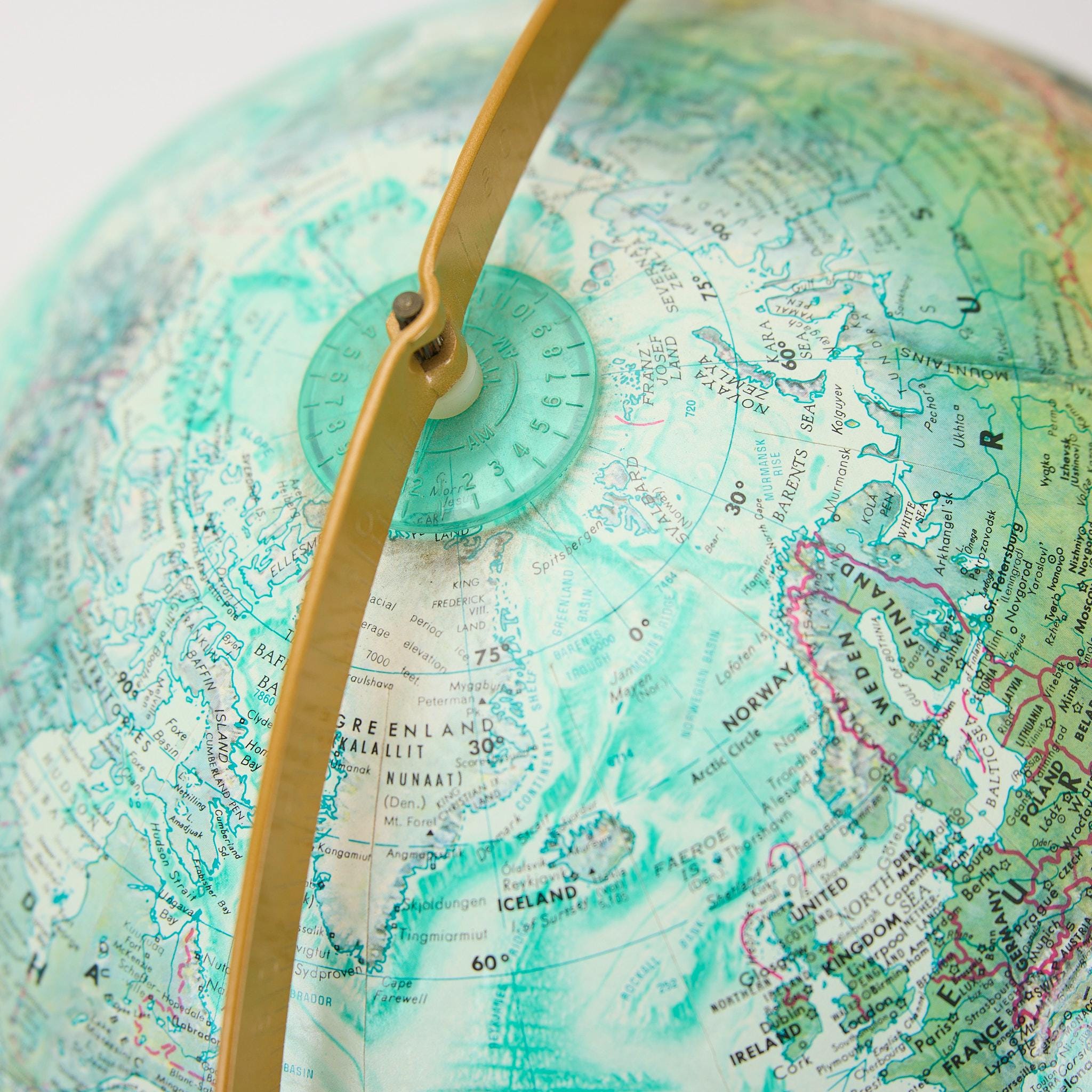 Vintage Replogle World Ocean Series Globe - 12 Inch Teal Desktop Map ...