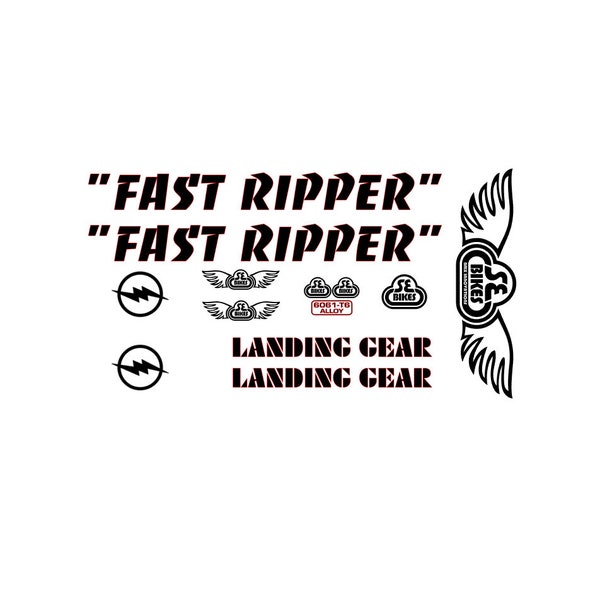 SE Racing Fast Ripper decal kit with Landing Gear fork, BMX you pick color