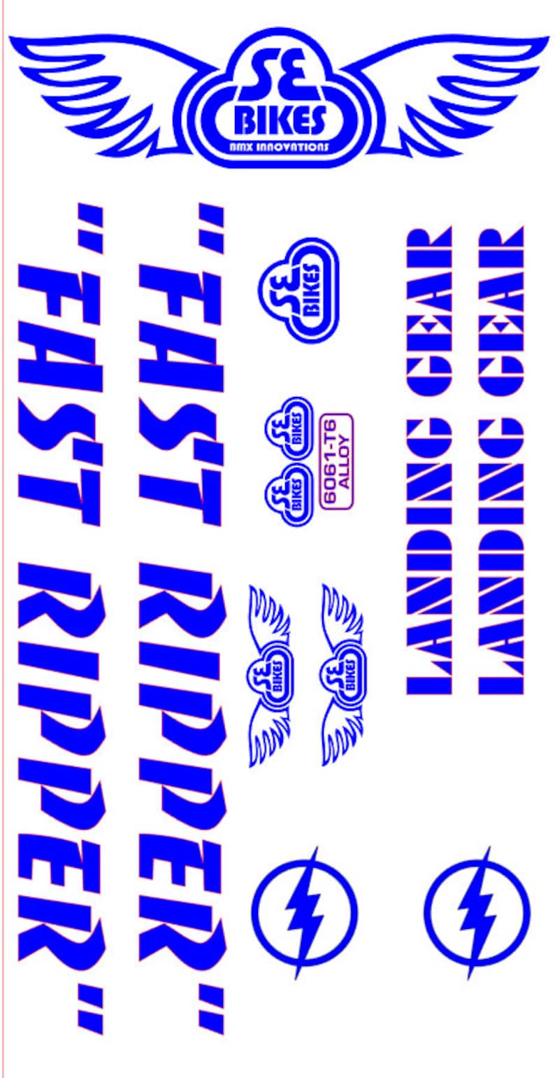 SE Racing Fast Ripper BMX Decal Kit - Landing Gear Fork - Custom Color ...