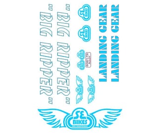 Se Racing Big Ripper Outline Decal Kit, Landing Gear Bmx, Vintage Se Bikes Vinyl Graphics, Old School Bmx Restoration Decals