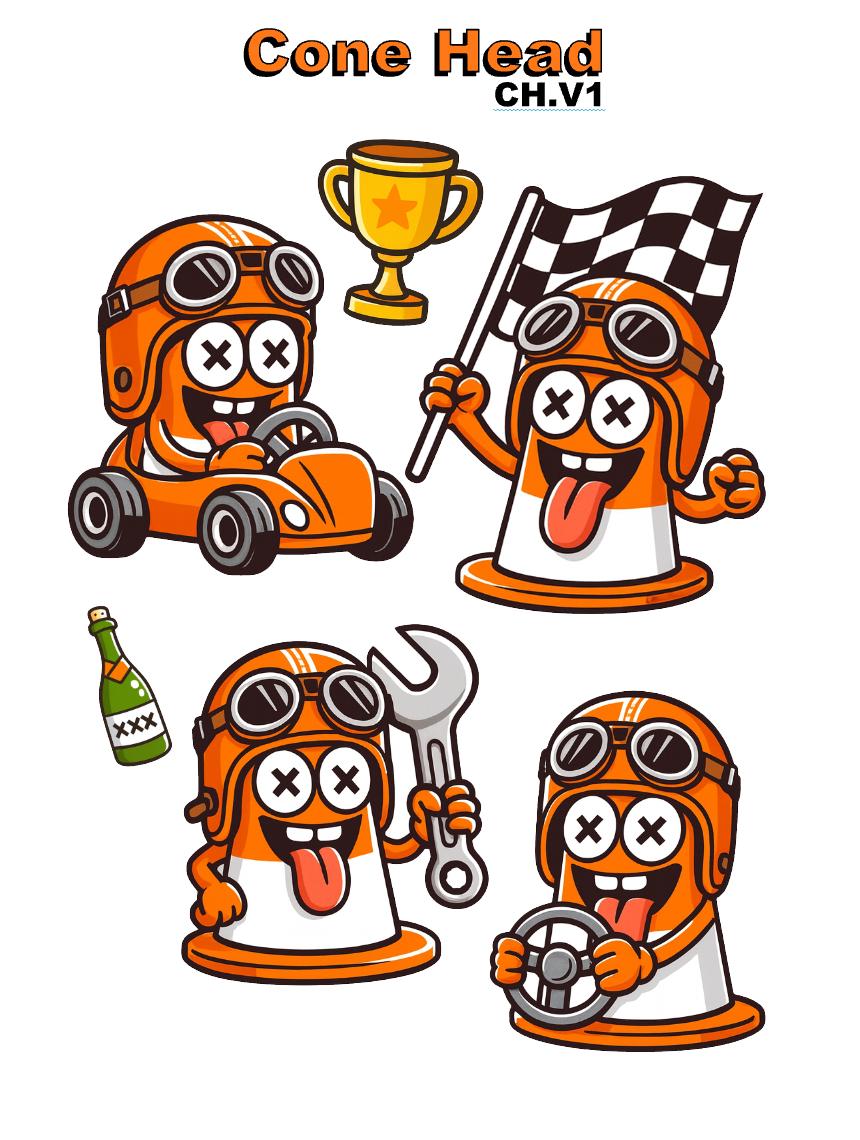 Autocross Cone Head Sticker Sheet – Funny Racing Cone Character – Vinyl ...