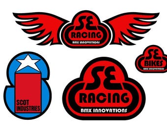 Se RacingとSe Bikes対応BMXステッカーシート - ヴィンテージロゴ