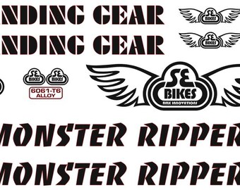 SE PK Ripper Style Bike Frame Decals Set - 6 Piece Vinyl Decals + Fork & Landing Gear Stickers, 10 Colors